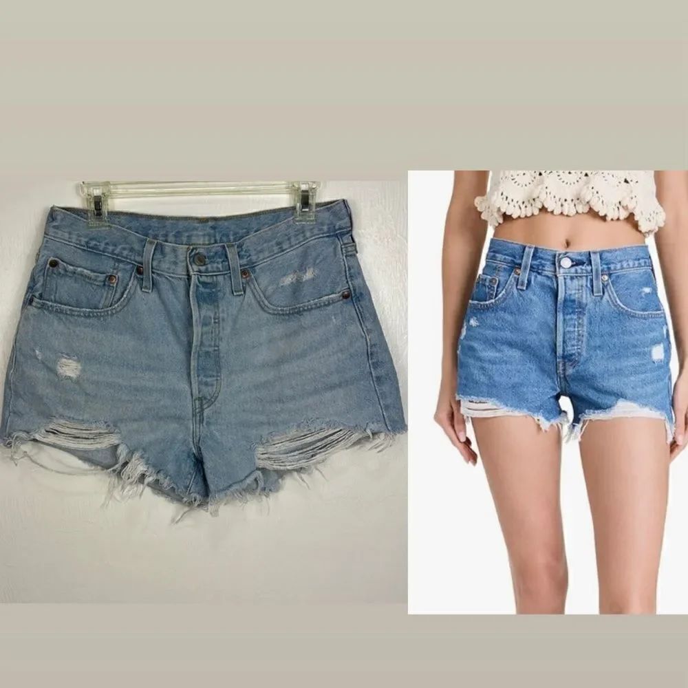 Levi’s 501 High Rise Frayed Hem Distressed Shorts Size W30